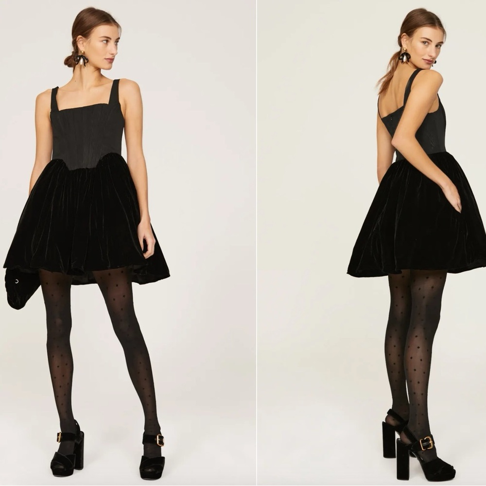 STAUD LANDSCAPE DRESS BLACK